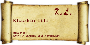 Klaszkin Lili névjegykártya